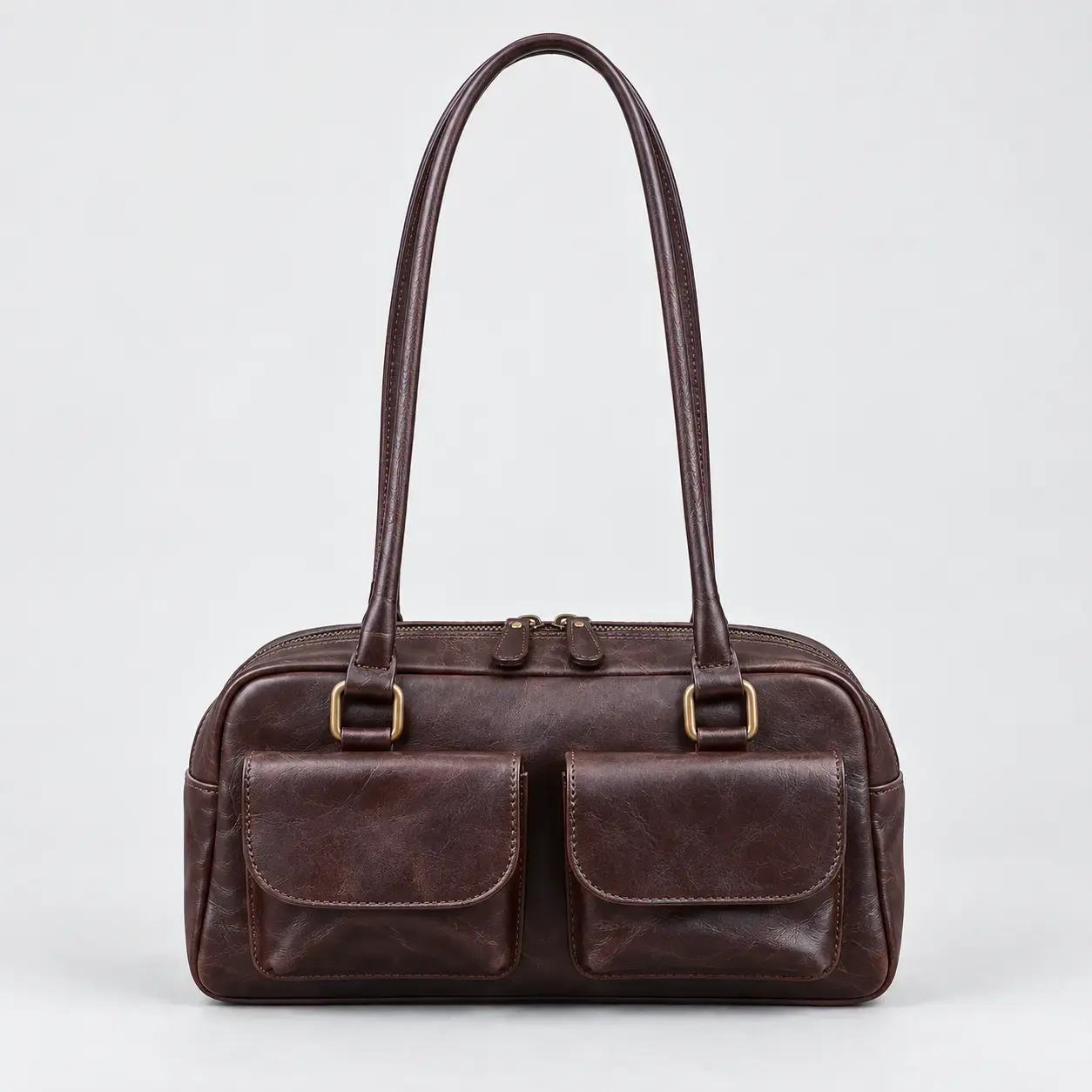 P024 Vintage Shoulder สีน้ำตาลเข้ม